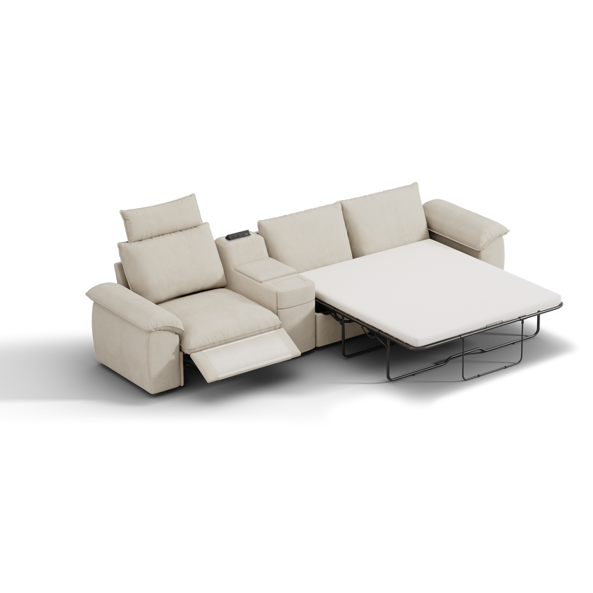 SOMA Oasis I 3 Seat Electric Sofa & Powered Console, with 2IN1 Hidden Sofa Bed | Nap Armrests