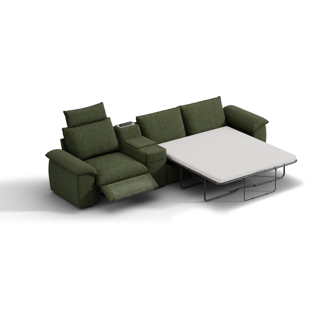SOMA Oasis I 3 Seat Electric Sofa & Powered Console, with 2IN1 Hidden Sofa Bed | Nap Armrests