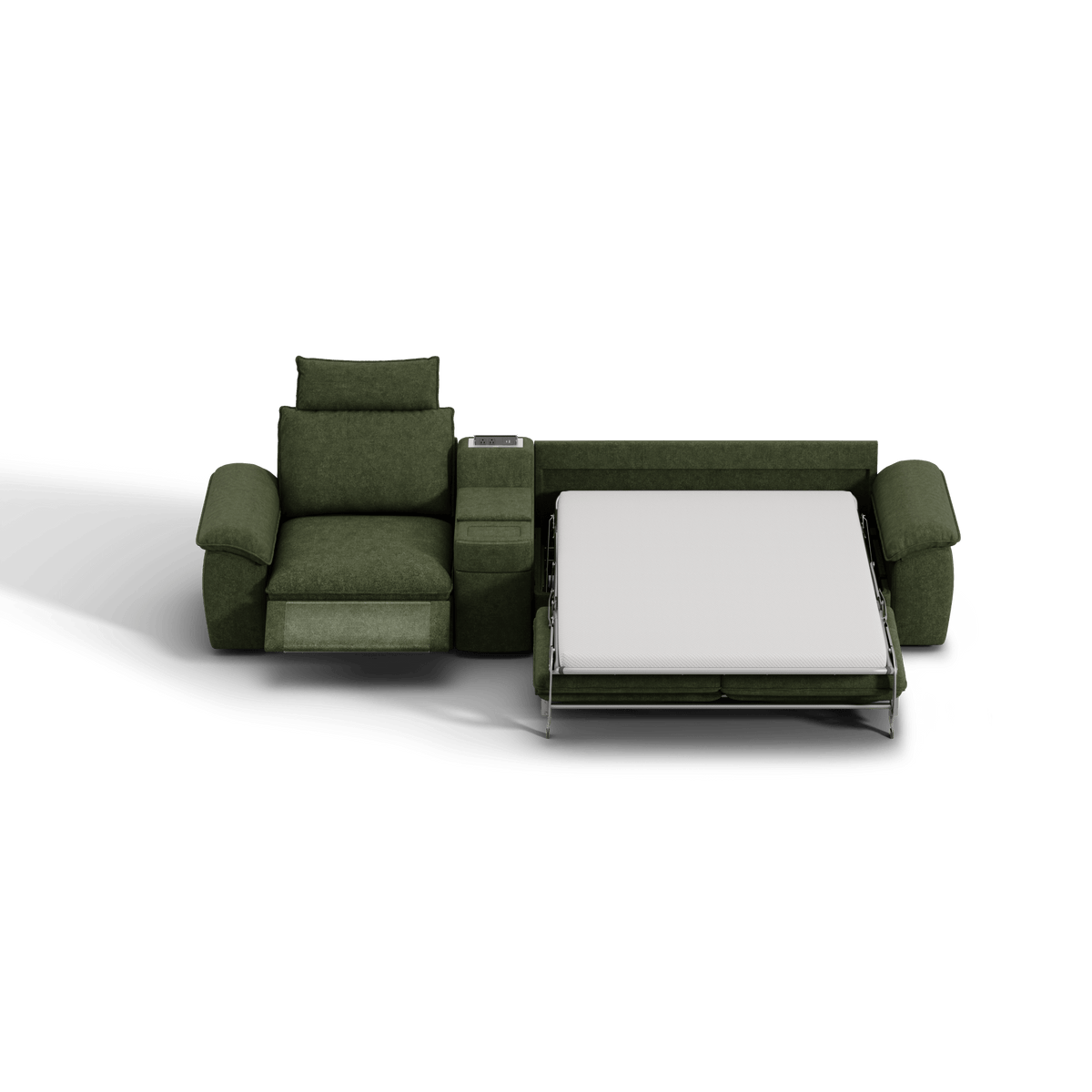 SOMA Oasis II 3 Seat Electric Sofa & Power Console, with Hidden One-pull Sofa Bed | Nap Armrests