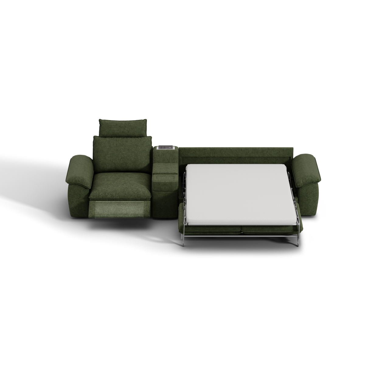 SOMA Oasis II 3 Seat Electric Sofa & Power Console, with Hidden One-pull Sofa Bed | Nap Armrests
