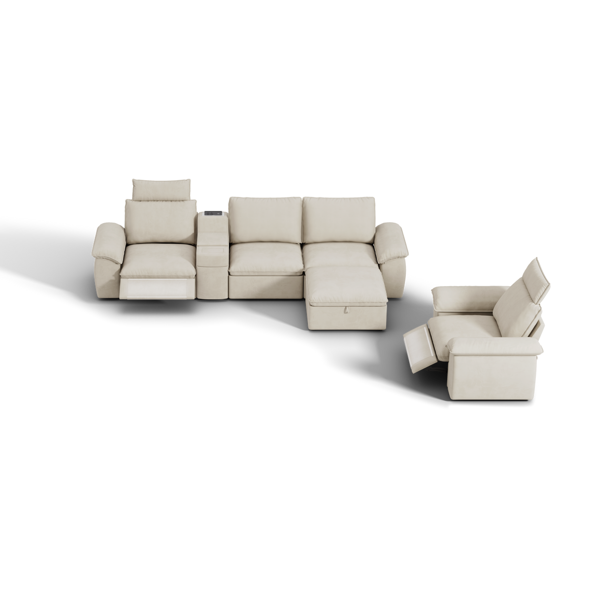 SOMA Bundles 5 Seat Recliner & Power Console for Guest Room | Nap Armrests