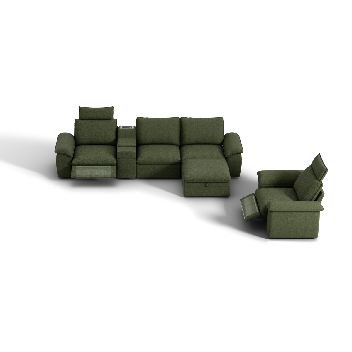 SOMA Bundles 5 Seat Recliner & Power Console for Guest Room | Nap Armrests