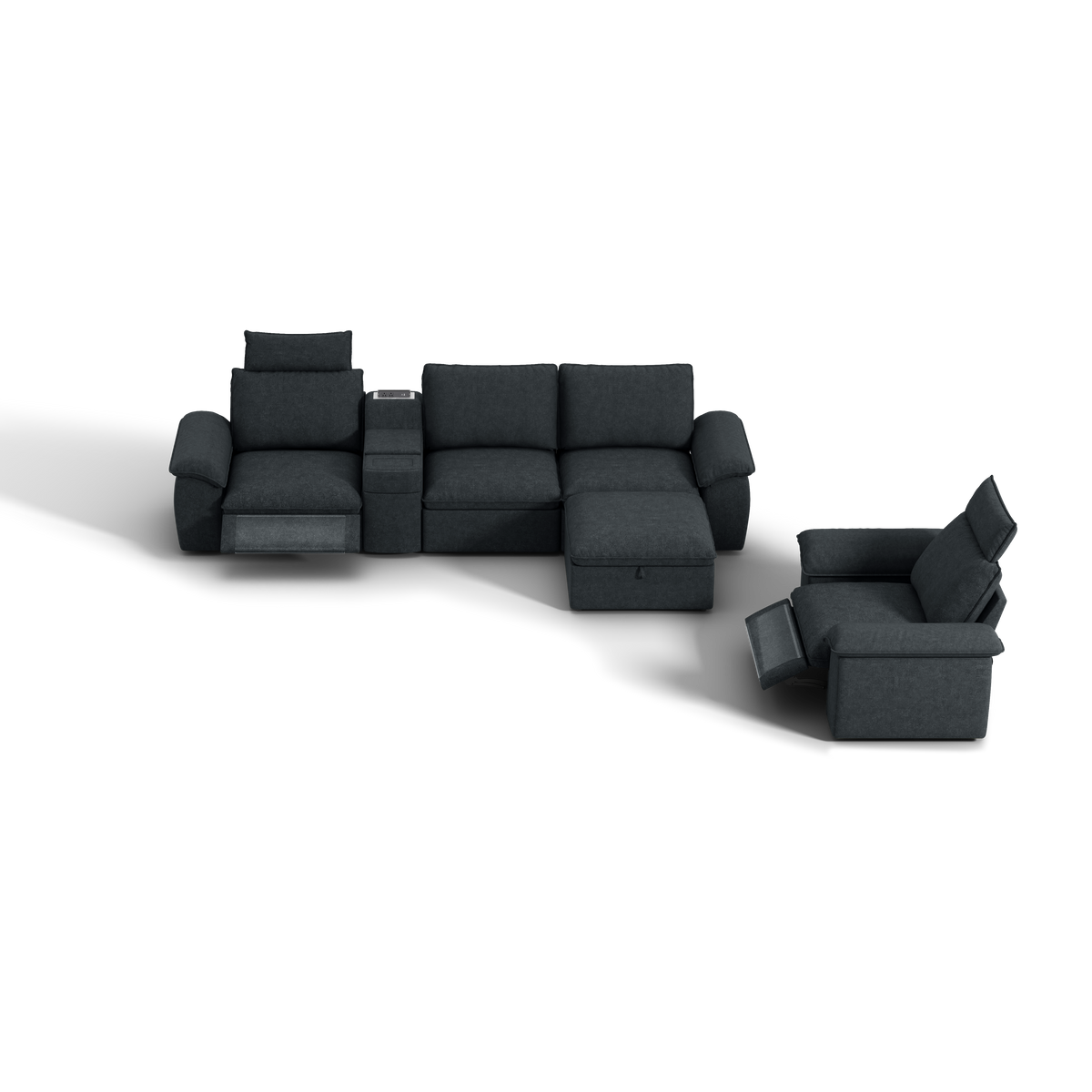 SOMA Bundles 5 Seat Recliner & Power Console for Guest Room | Nap Armrests