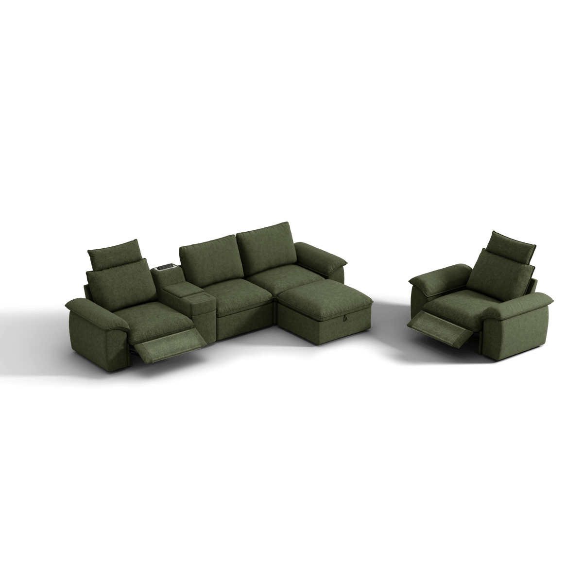 SOMA Bundles 5 Seat Recliner & Power Console for Guest Room | Nap Armrests