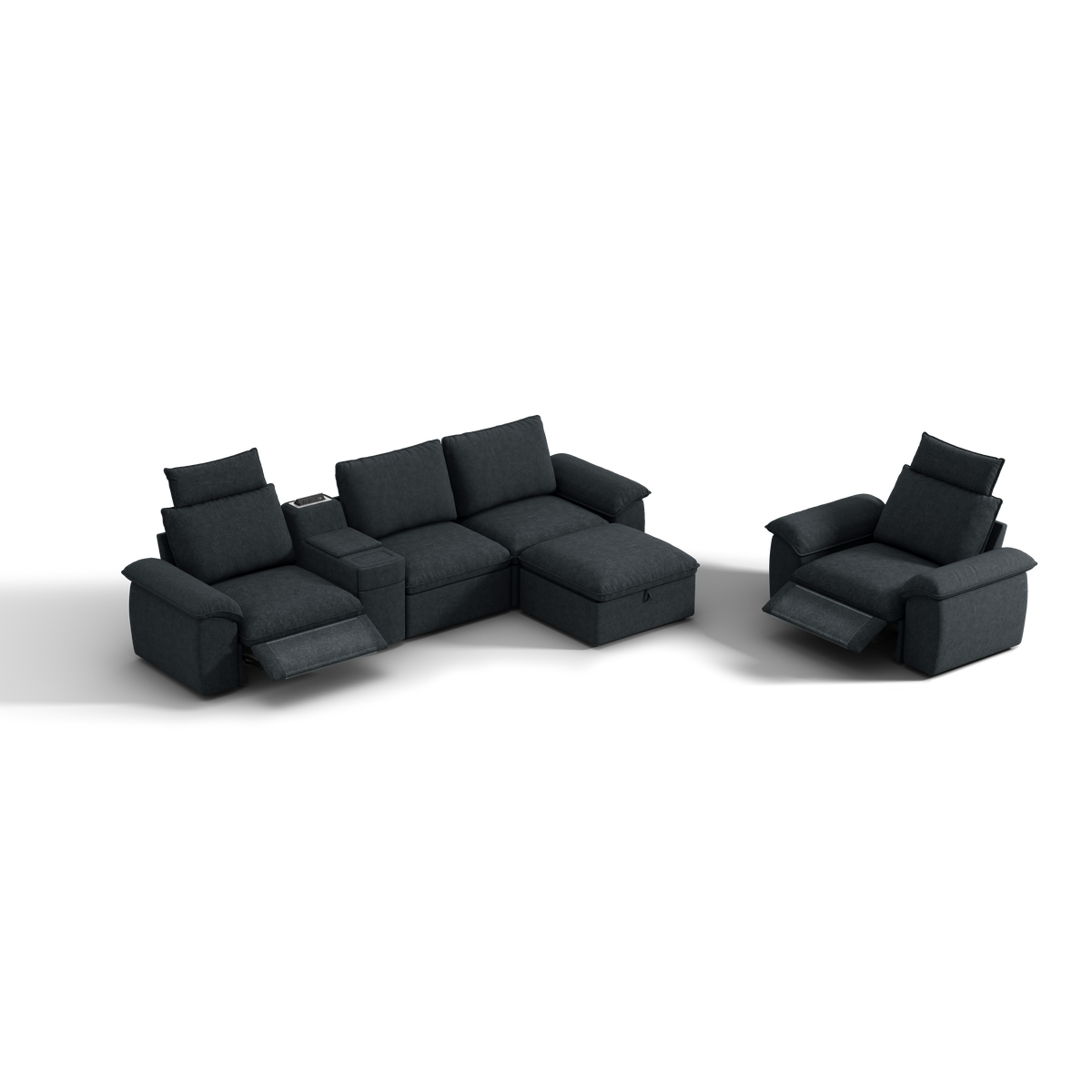 SOMA Bundles 5 Seat Recliner & Power Console for Guest Room | Nap Armrests