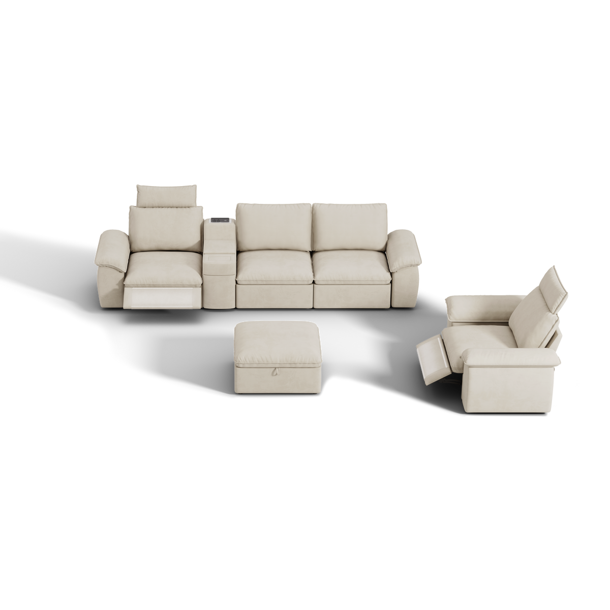 SOMA Bundles 5 Seat Recliner & Power Console for Guest Room | Nap Armrests