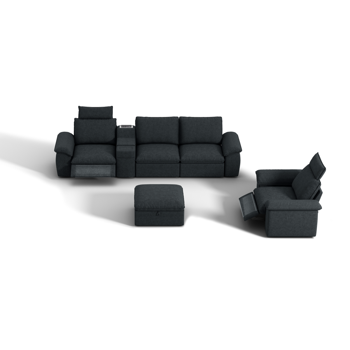 SOMA Bundles 5 Seat Recliner & Power Console for Guest Room | Nap Armrests