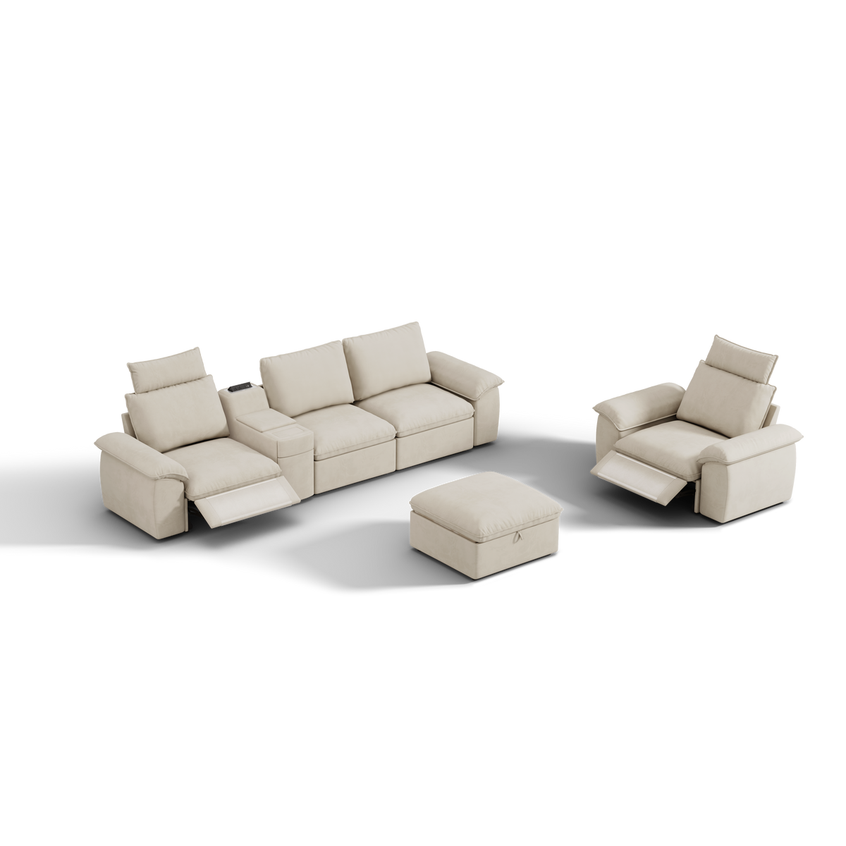 SOMA Bundles 5 Seat Recliner & Power Console for Guest Room | Nap Armrests