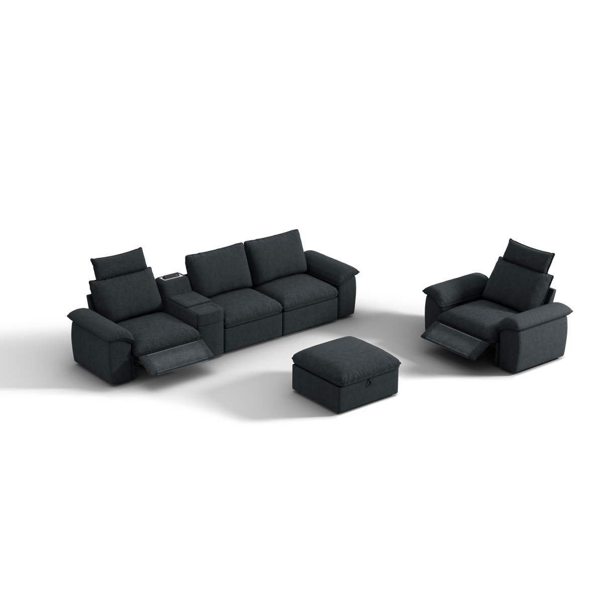SOMA Bundles 5 Seat Recliner & Power Console for Guest Room | Nap Armrests