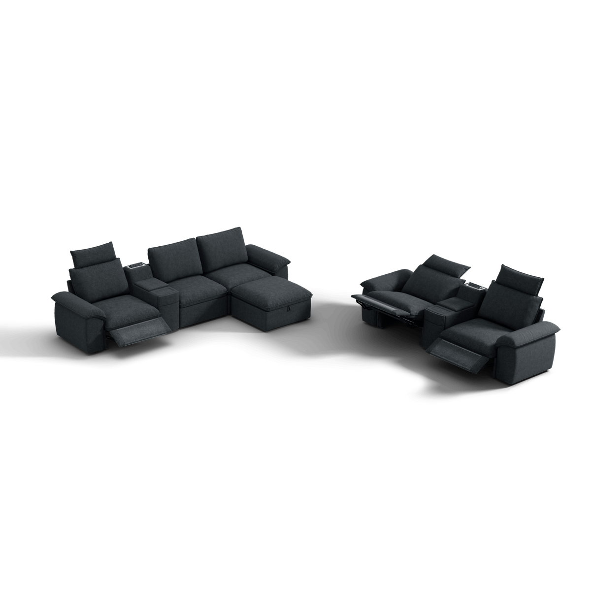 SOMA Bundles 6 Seat with 2 Recliners & 2 Power Consoles for Guest Room | Nap Armrests