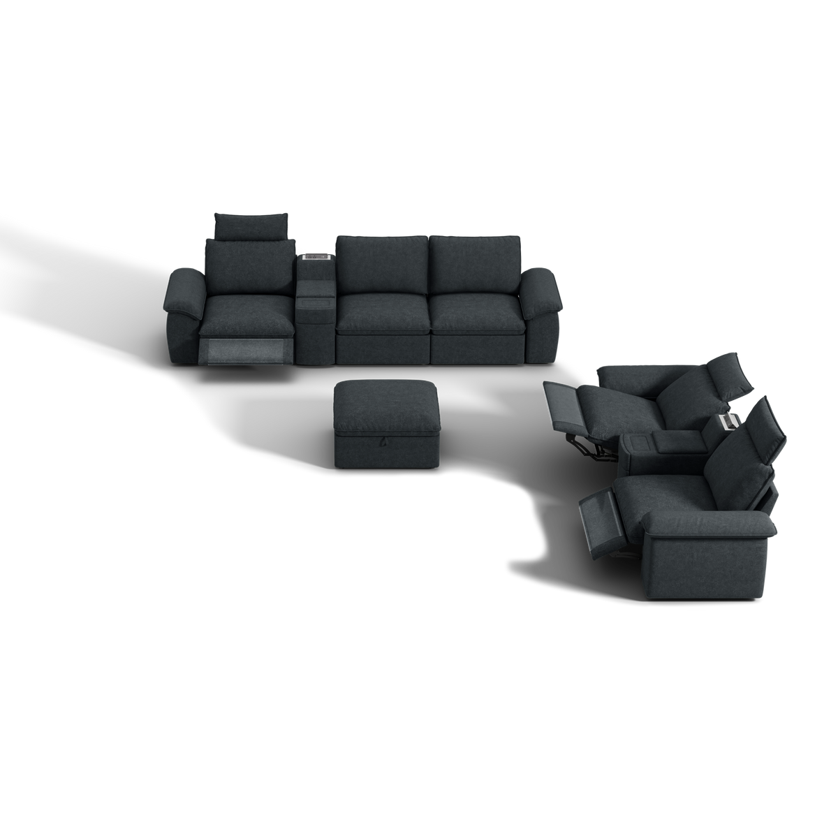 SOMA Bundles 6 Seat with 2 Recliners & 2 Power Consoles for Guest Room | Nap Armrests