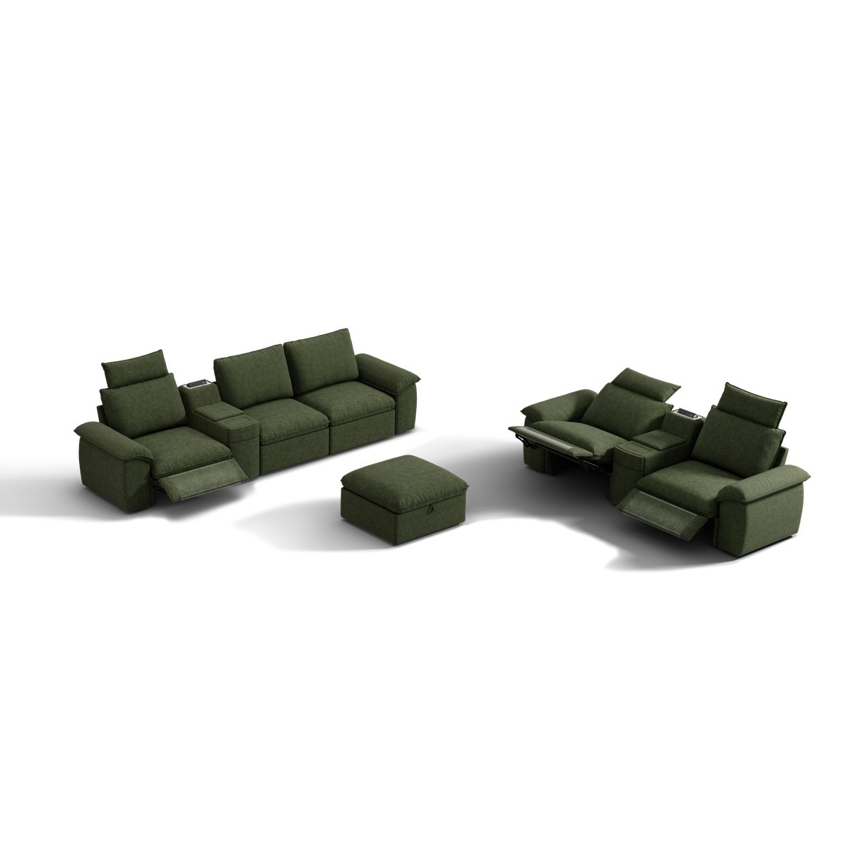 SOMA Bundles 6 Seat with 2 Recliners & 2 Power Consoles for Guest Room | Nap Armrests