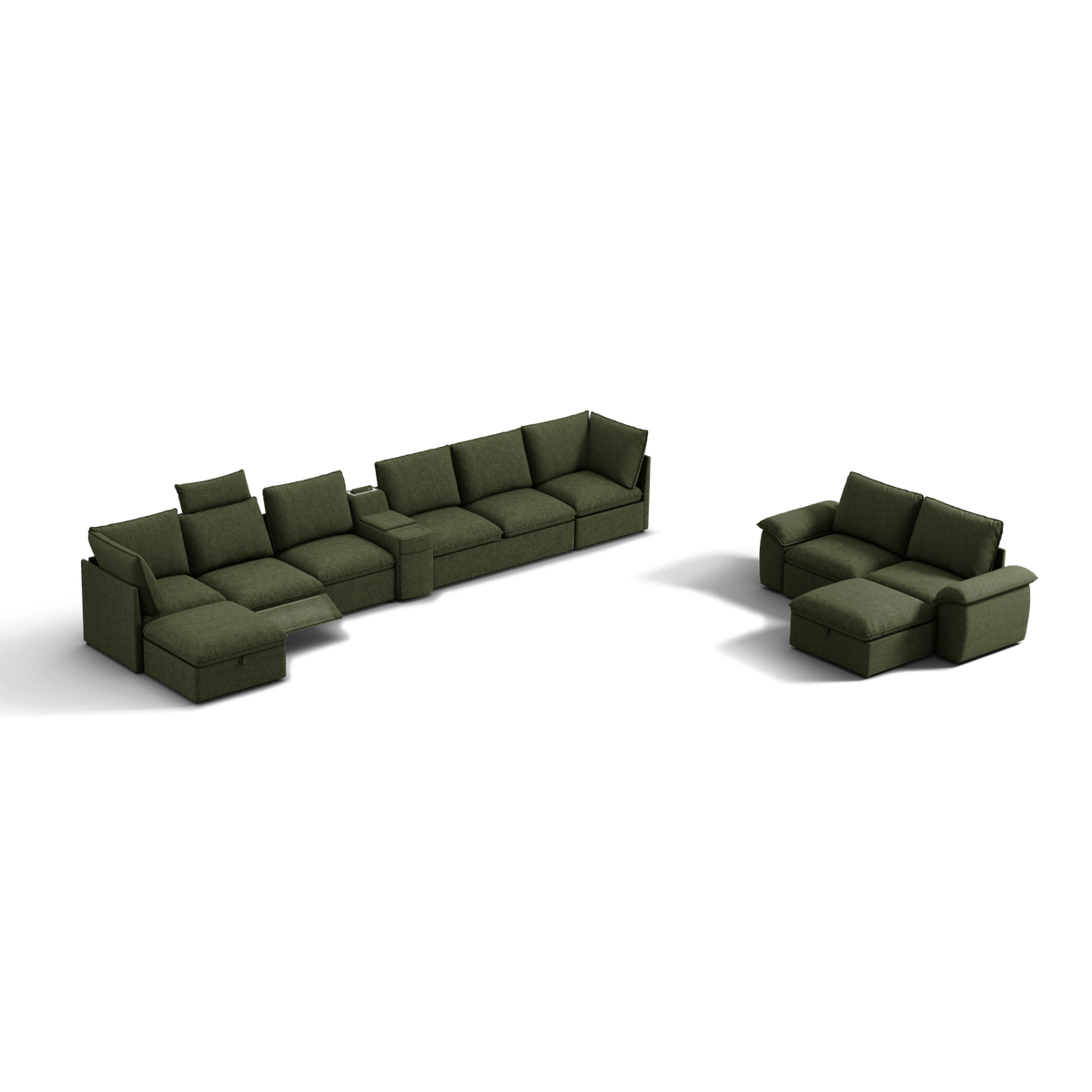 SOMA Bundles 7 Seat Recliner & Power Console, with Hidden One-Pull Sofa Bed | Nap Armrests