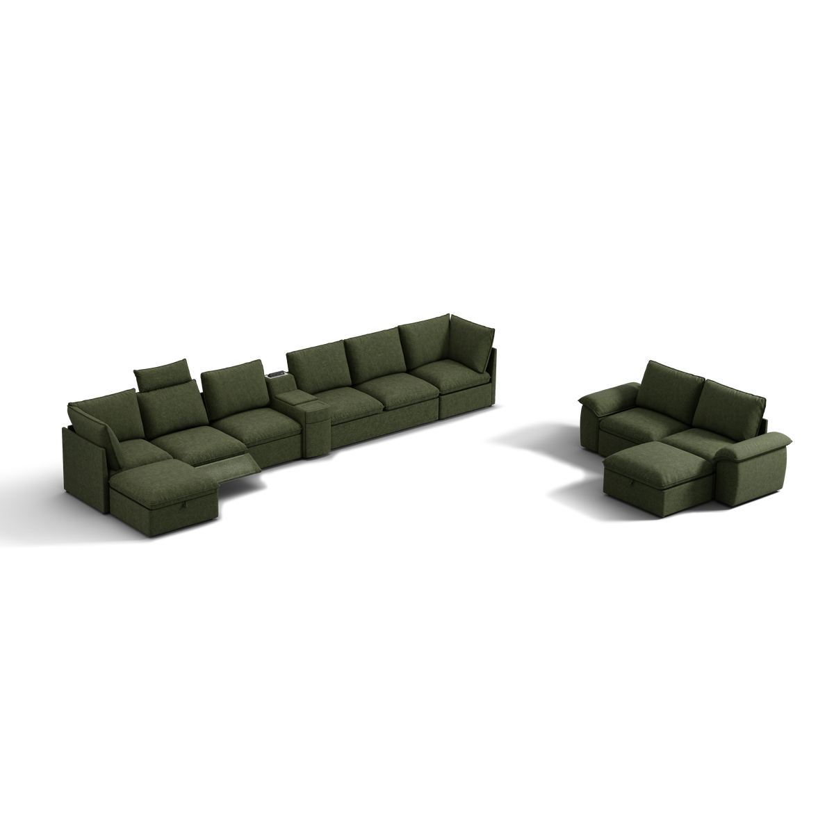 SOMA Bundles 7 Seat Recliner & Power Console, with Hidden One-Pull Sofa Bed | Nap Armrests