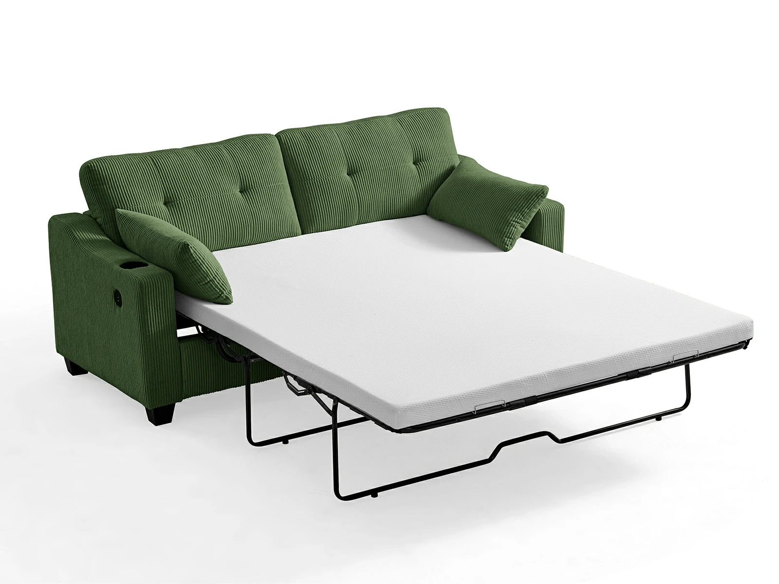 CURLIN Queen Size 2IN1 Corduroy Pull Out Sofa Bed - green