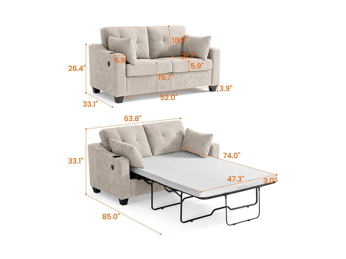 CURLIN 2-in-1 Pull Out Sofa Bed