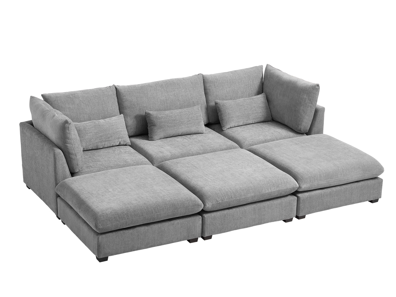 MONARCA Chenille 3 Seats with 3 Ottomans