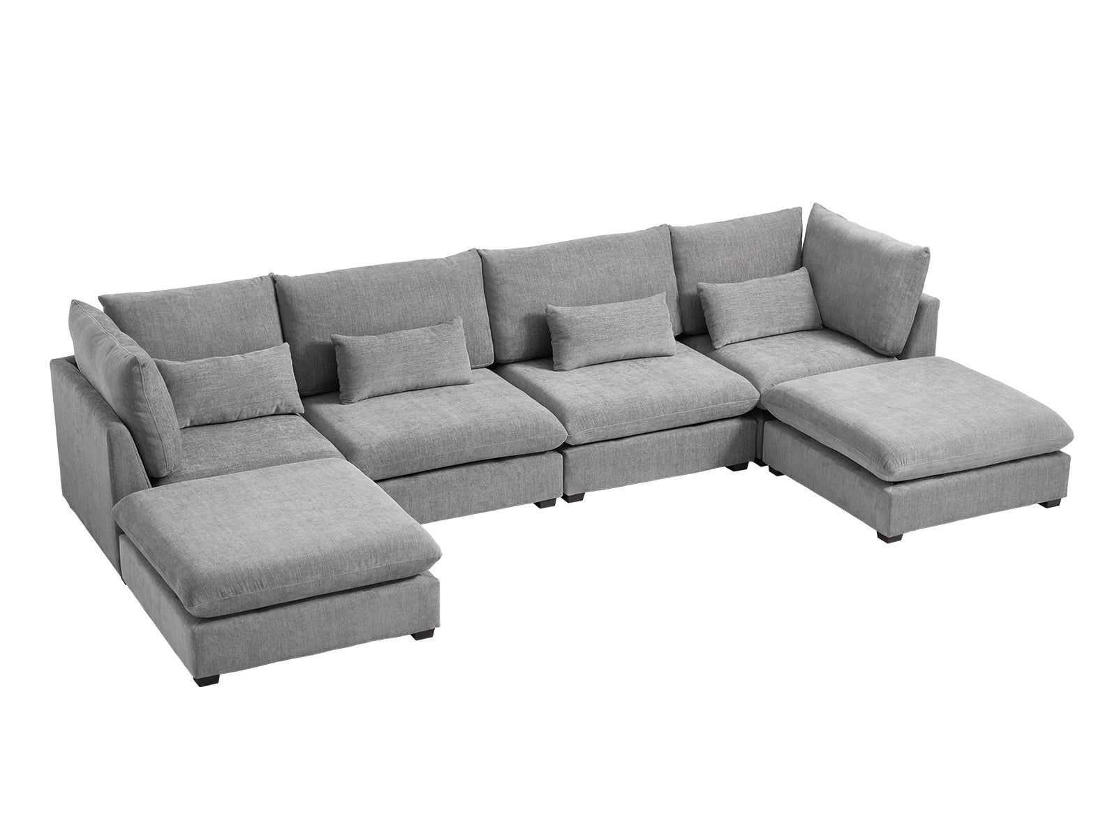 MONARCA Chenille 4 Seats with 2 Ottomans