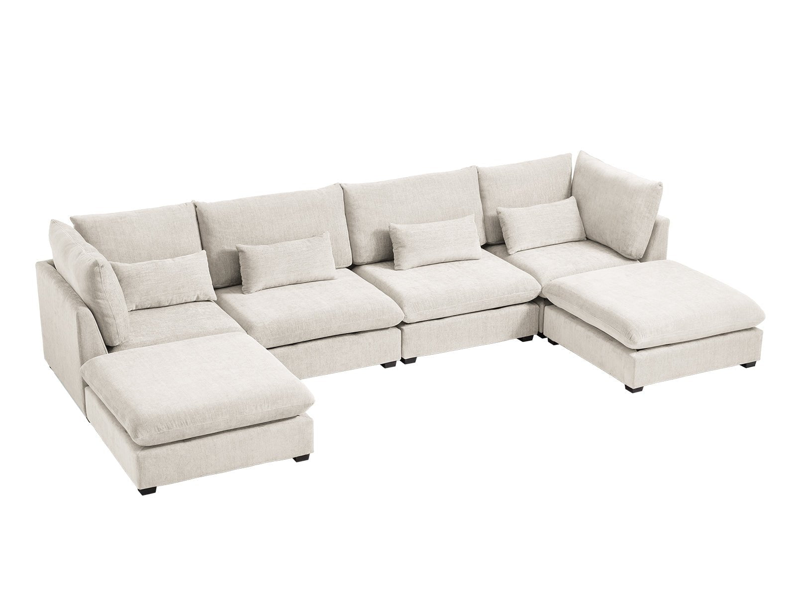 MONARCA Chenille 4 Seats with 2 Ottomans