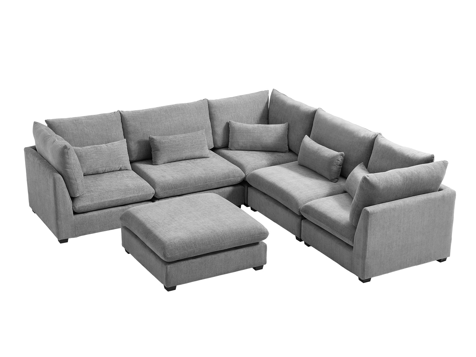 MONARCA Chenille 4 Seats with Corner & Ottoman