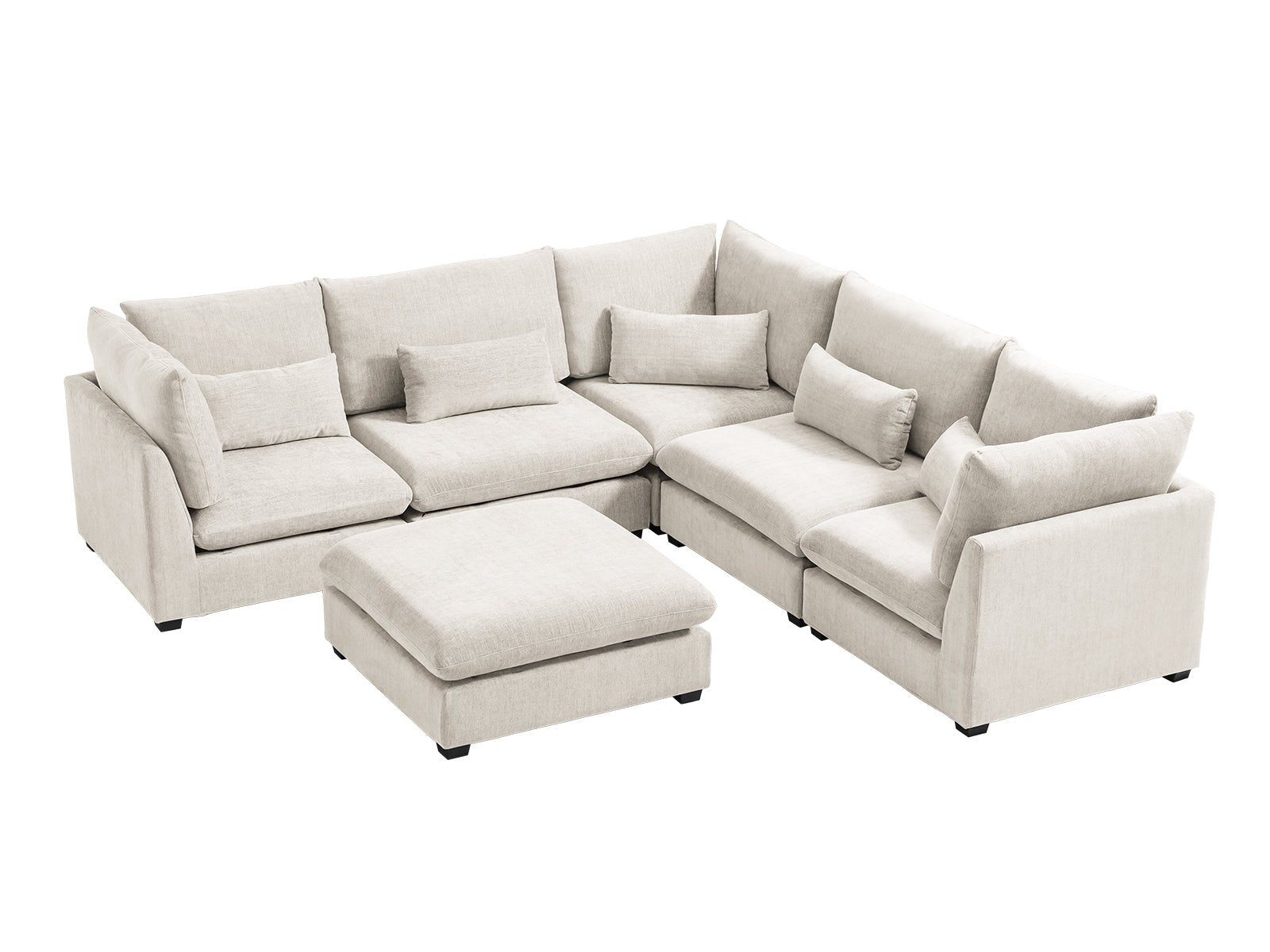 MONARCA Chenille 4 Seats with Corner & Ottoman