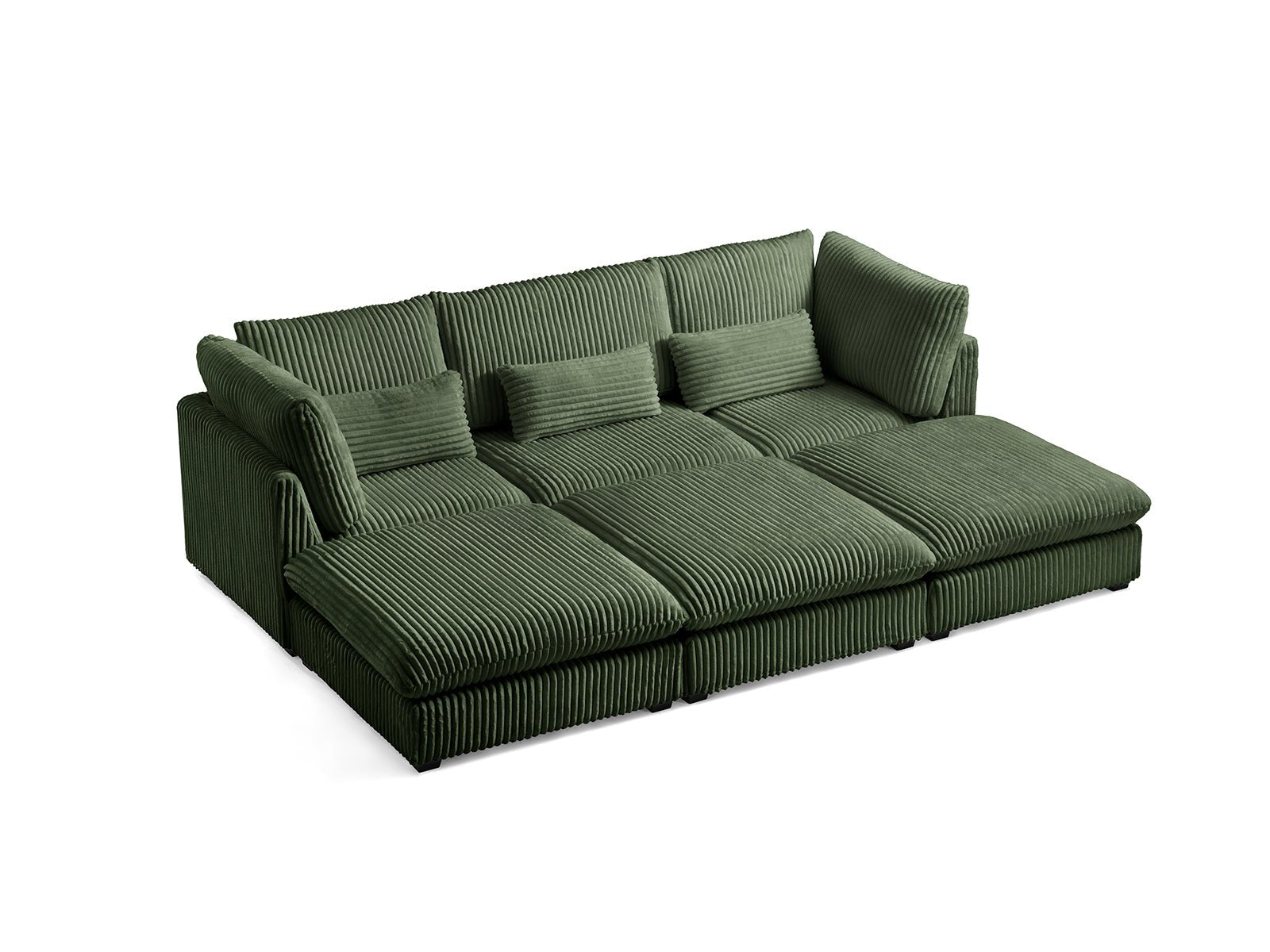 MONARCA Corduroy 3 Seats with 3 Ottomans