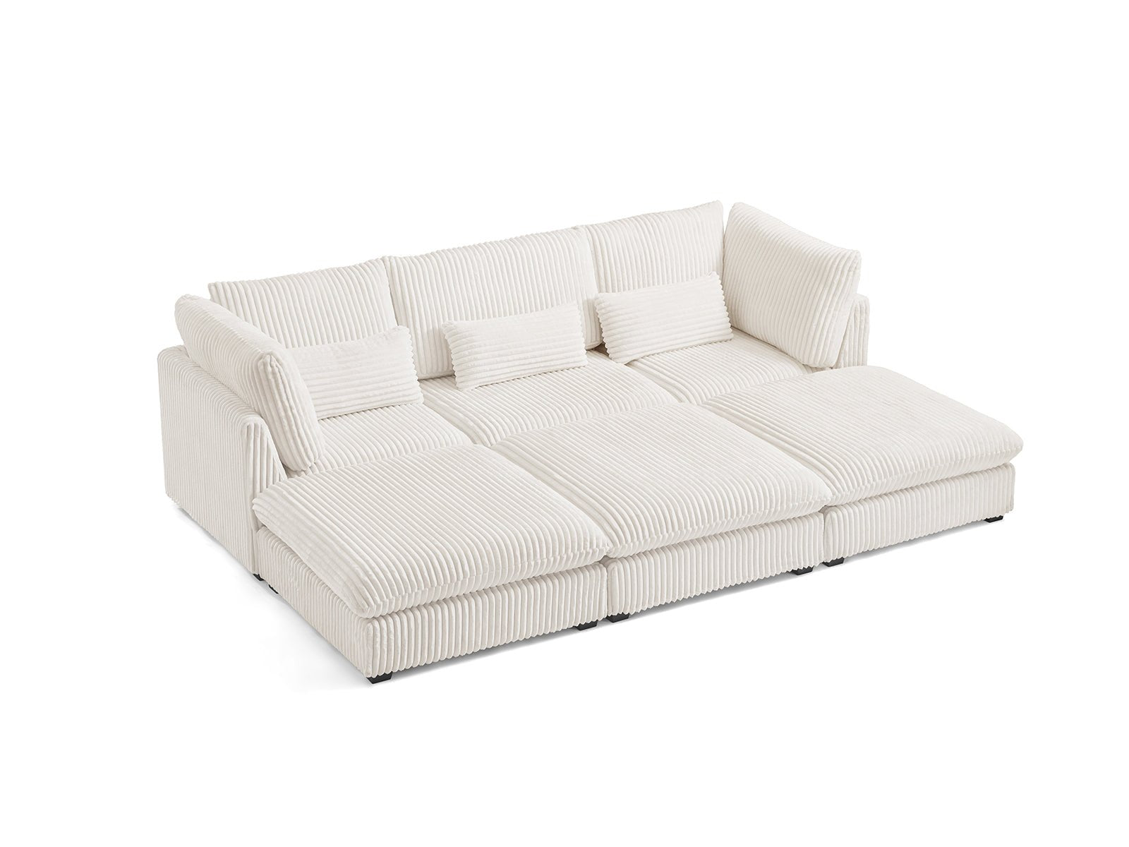 MONARCA Corduroy 3 Seats with 3 Ottomans