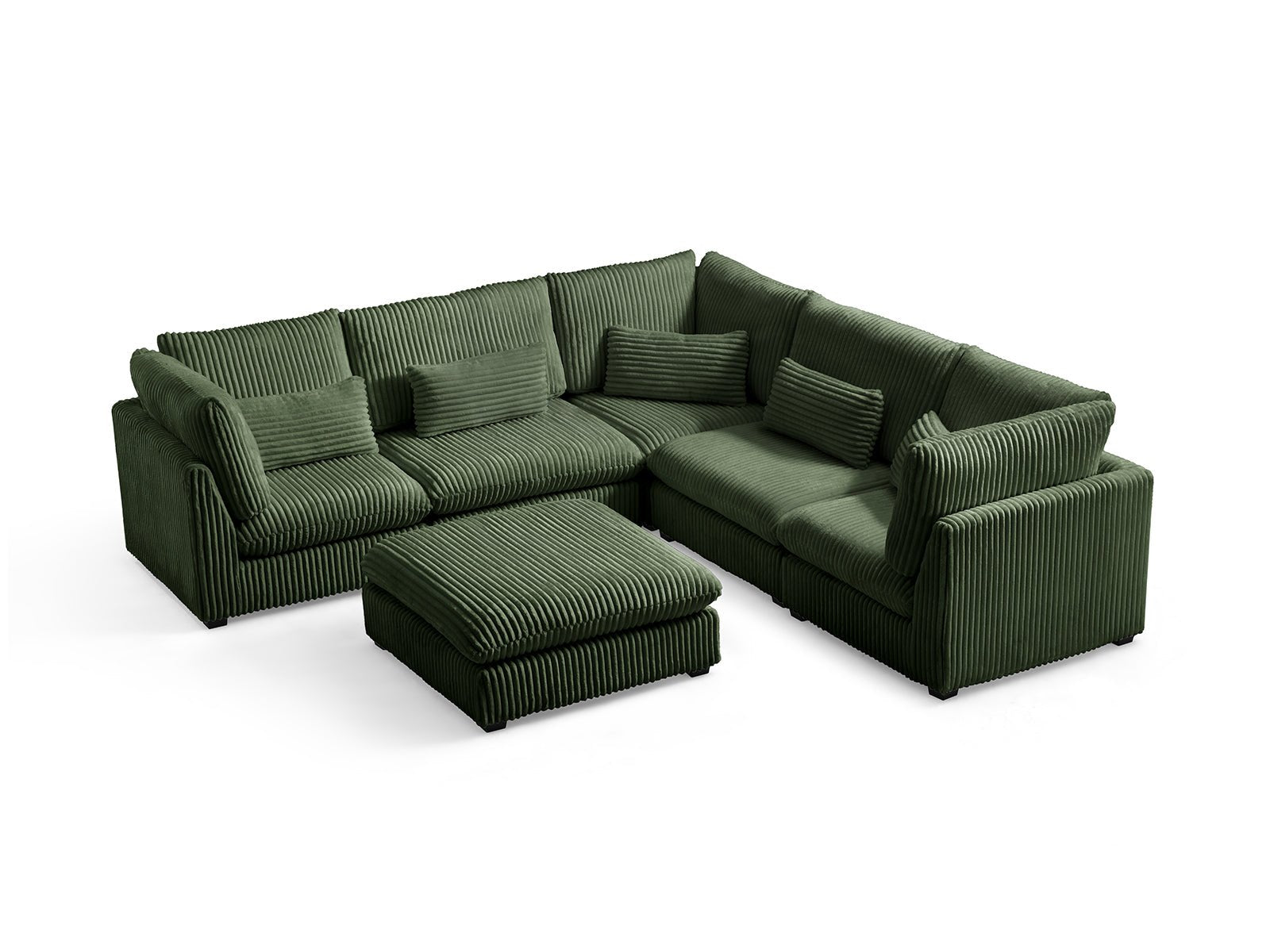 MONARCA Fluffy Corduroy 4 Seats with Corner & Ottoman