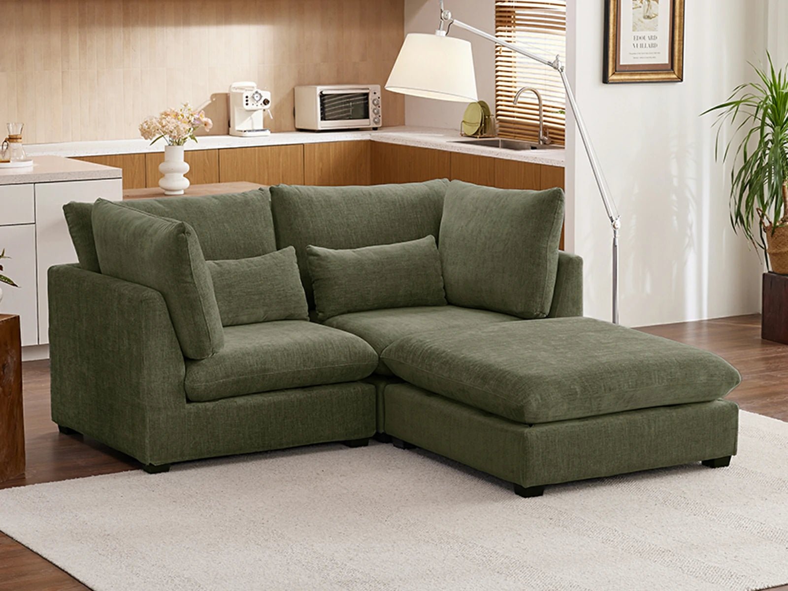 MONARCA Chenille 2 Seats with Ottoman