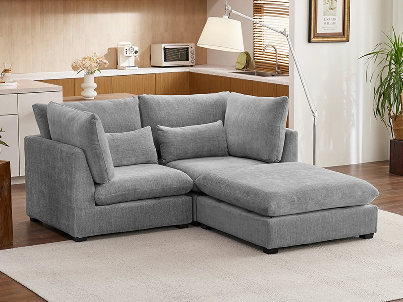 MONARCA Chenille 2 Seats with Ottoman