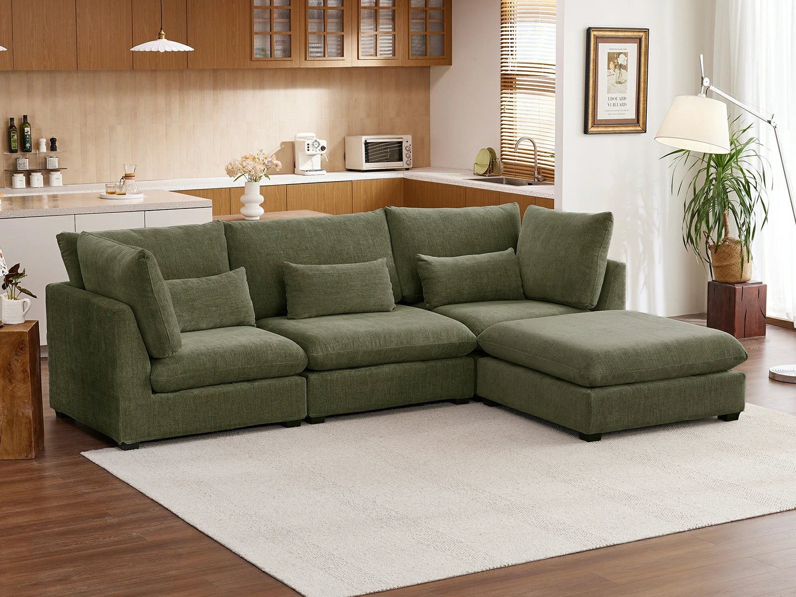 MONARCA Chenille 3 Seats with Ottoman