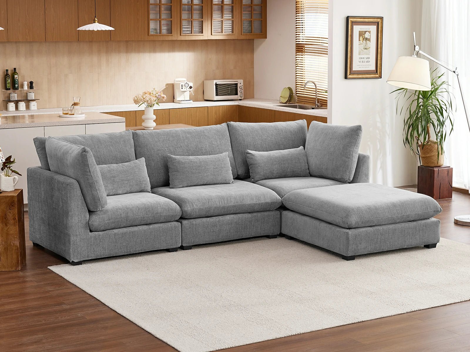 MONARCA Chenille 3 Seats with Ottoman