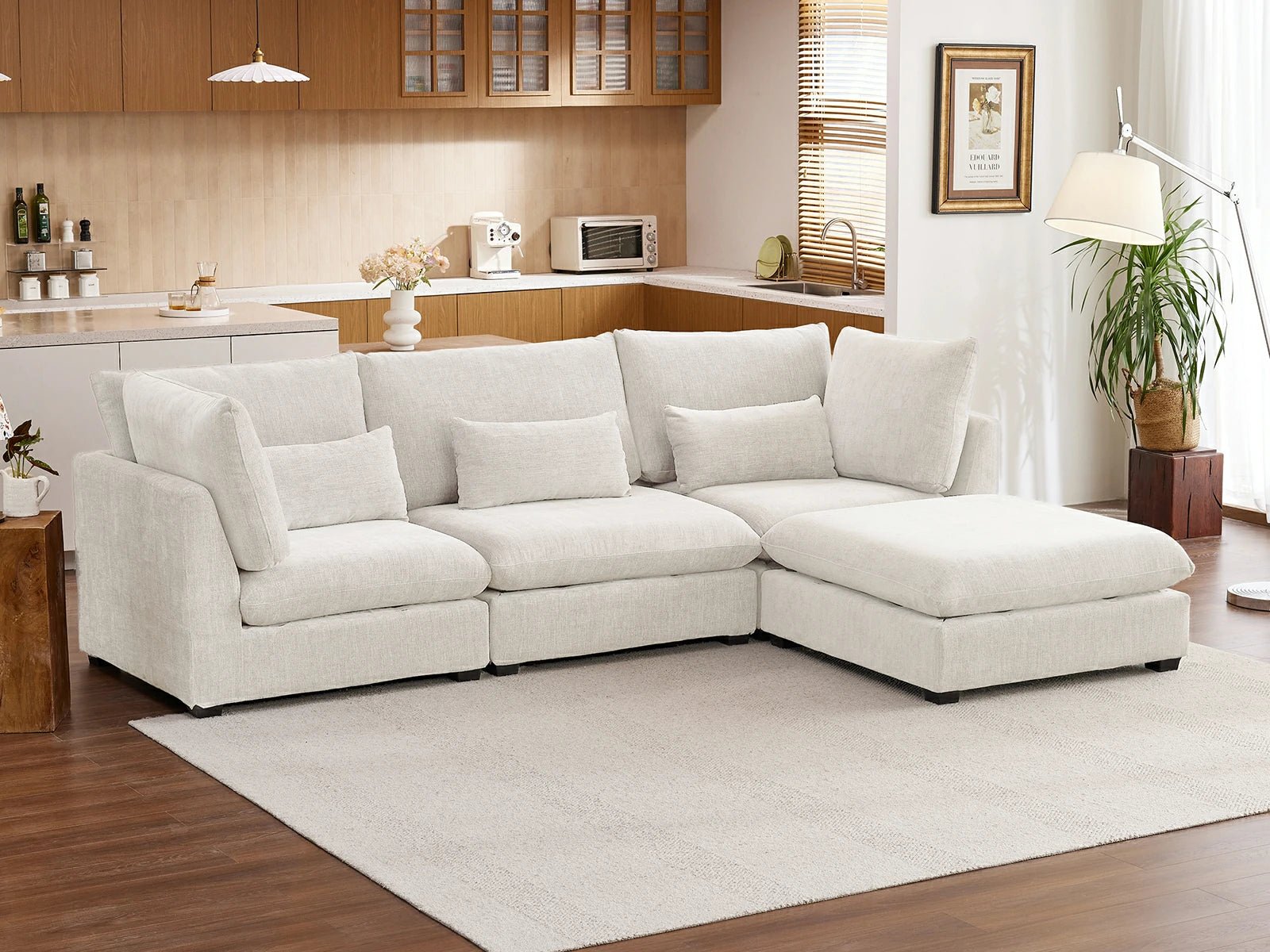 MONARCA Chenille 3 Seats with Ottoman