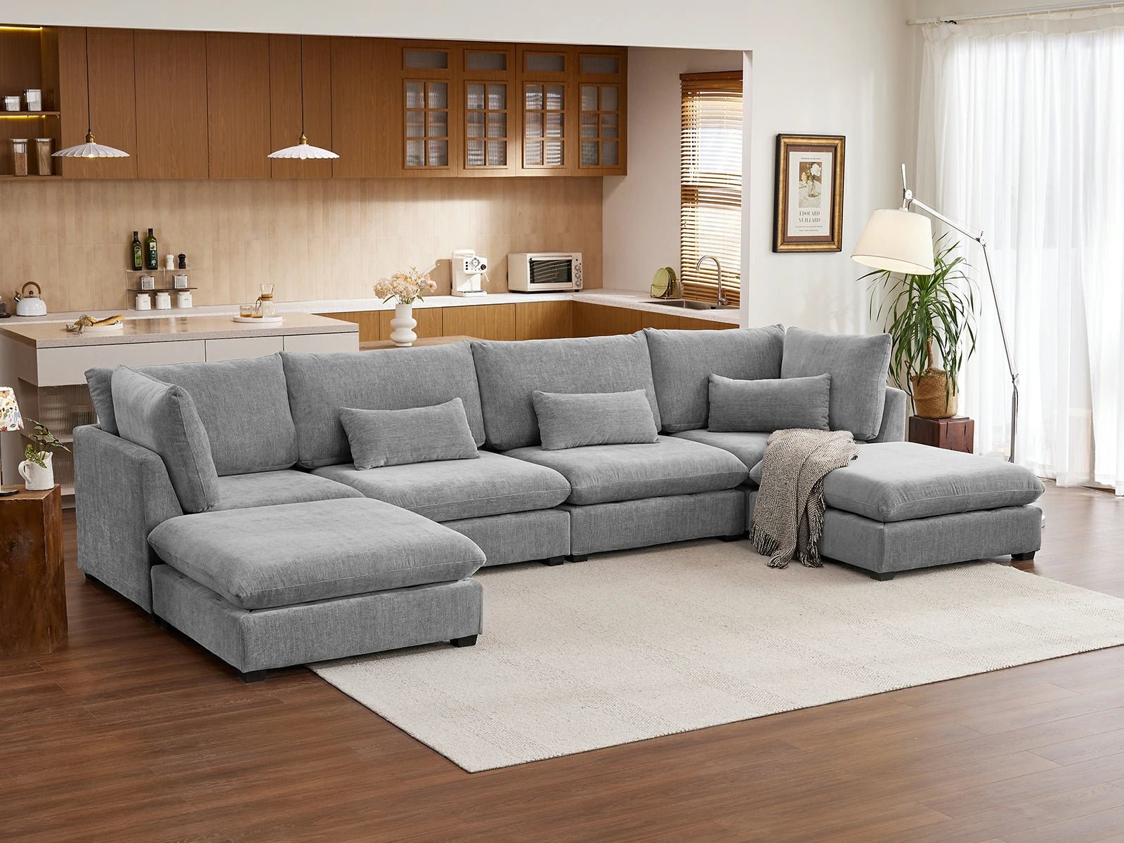 MONARCA Chenille 4 Seats with 2 Ottomans