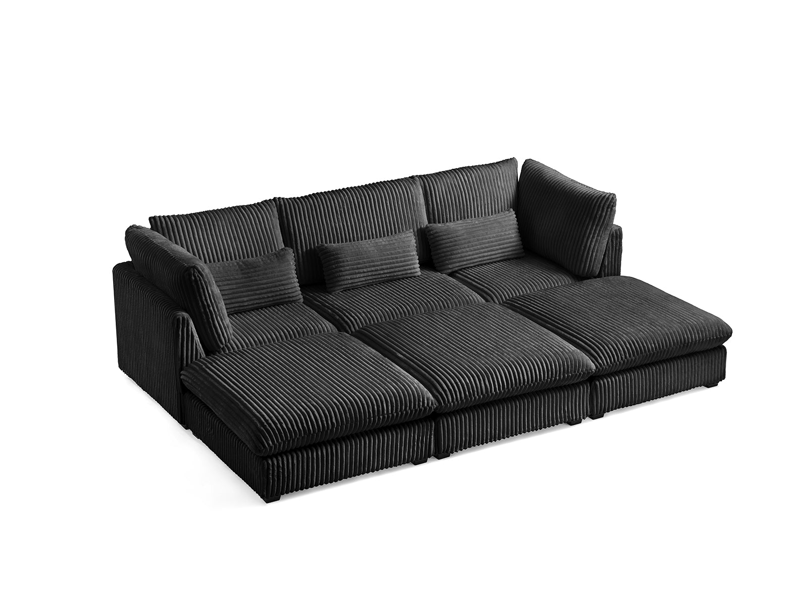 MONARCA Fluffy Corduroy 3 Seats with 3 Ottomans