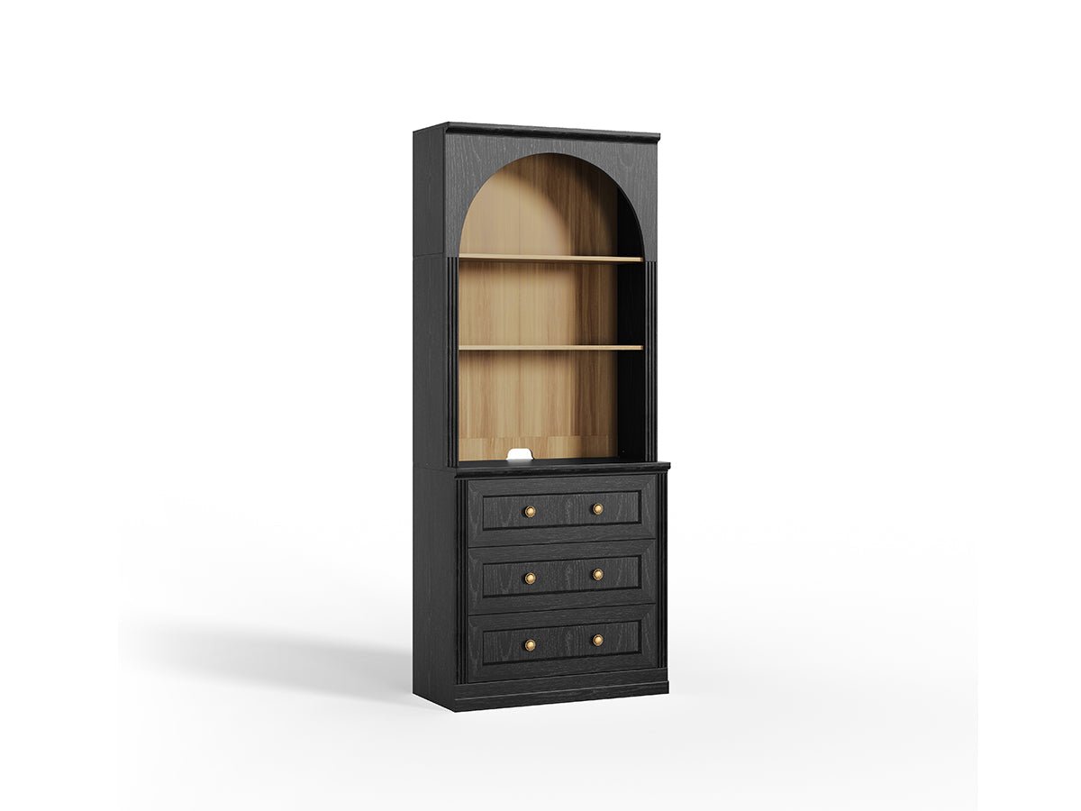 Monos black tall flat-top drawer storage cabinet shown on a clean white background