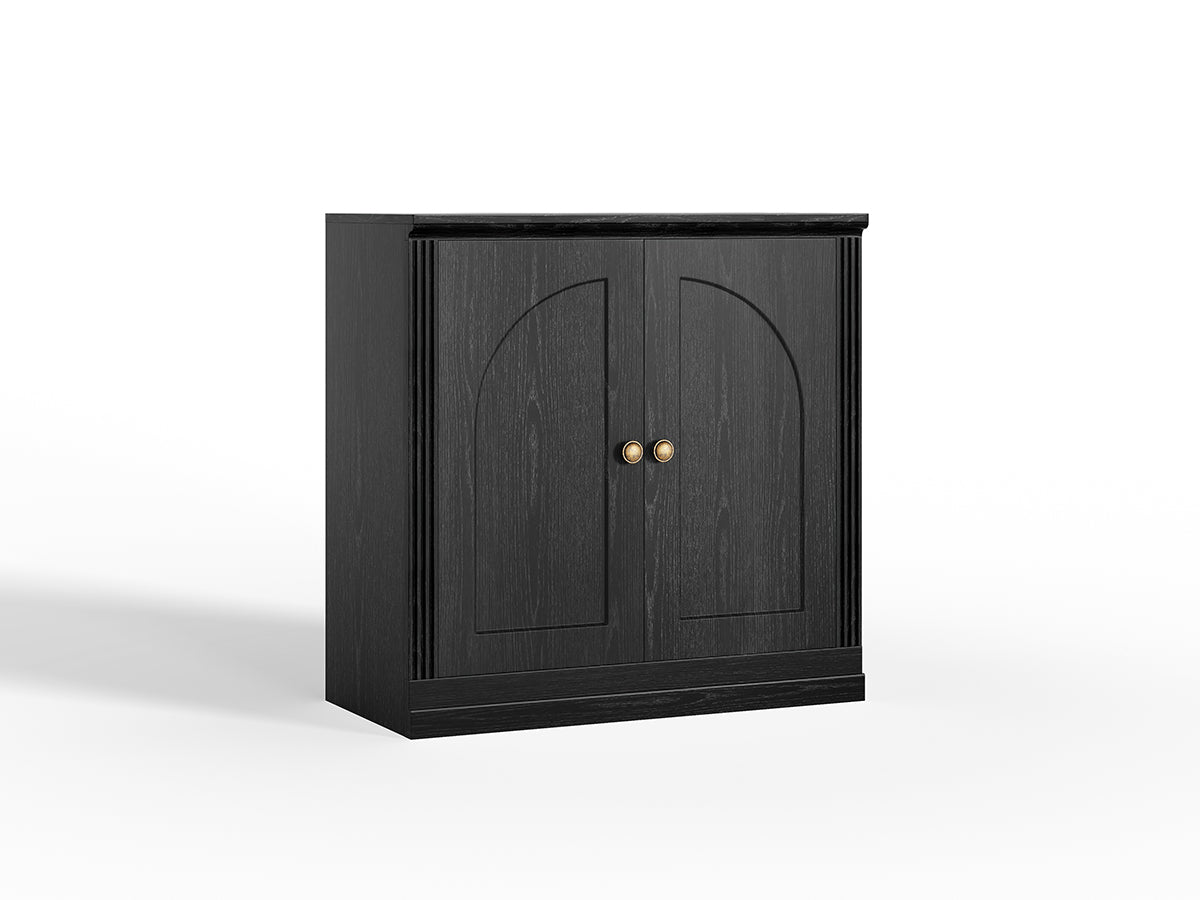 Monos black hinged storage cabinet shown on a clean white background