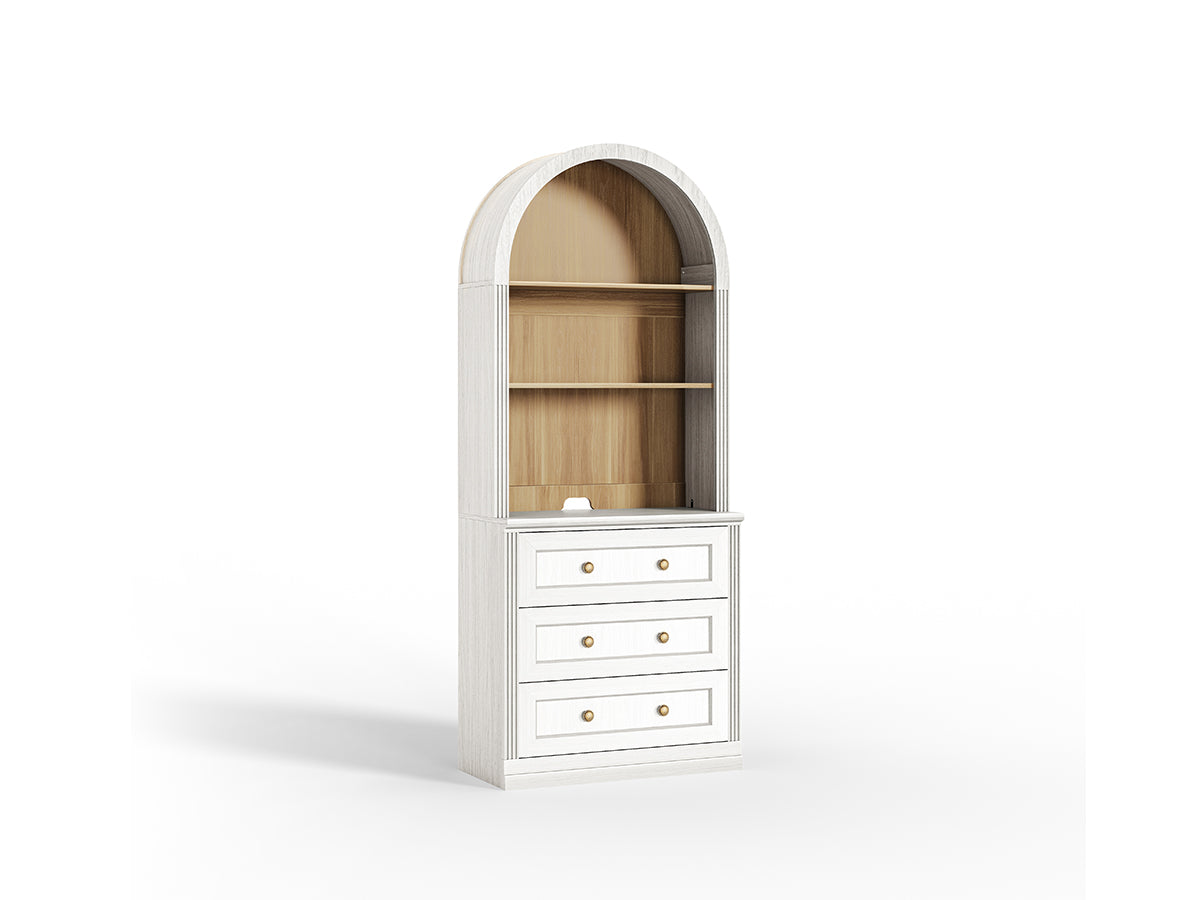 Monos white tall arch-top drawer storage cabinet shown on a clean white background