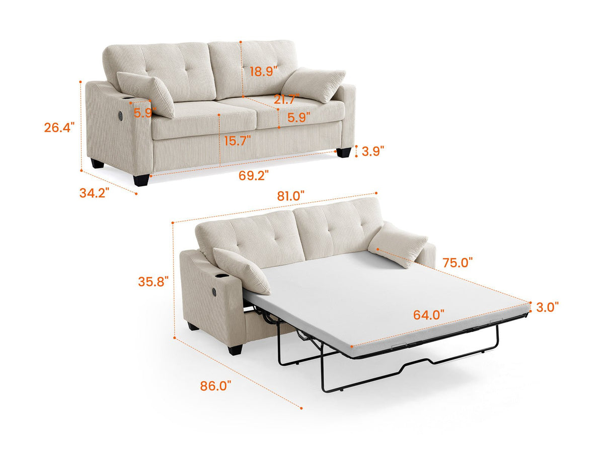 CURLIN 2-in-1 Pull Out Sofa Bed