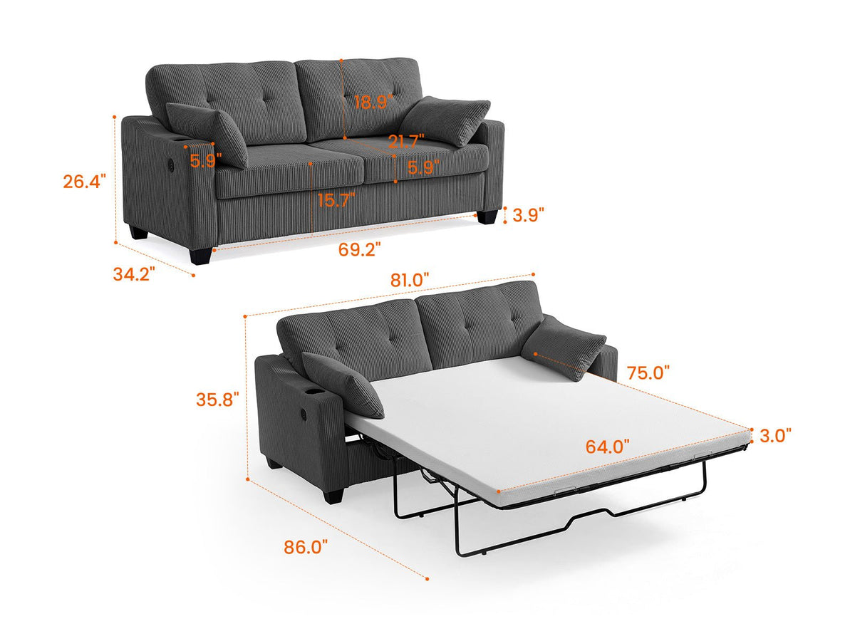 CURLIN 2-in-1 Pull Out Sofa Bed