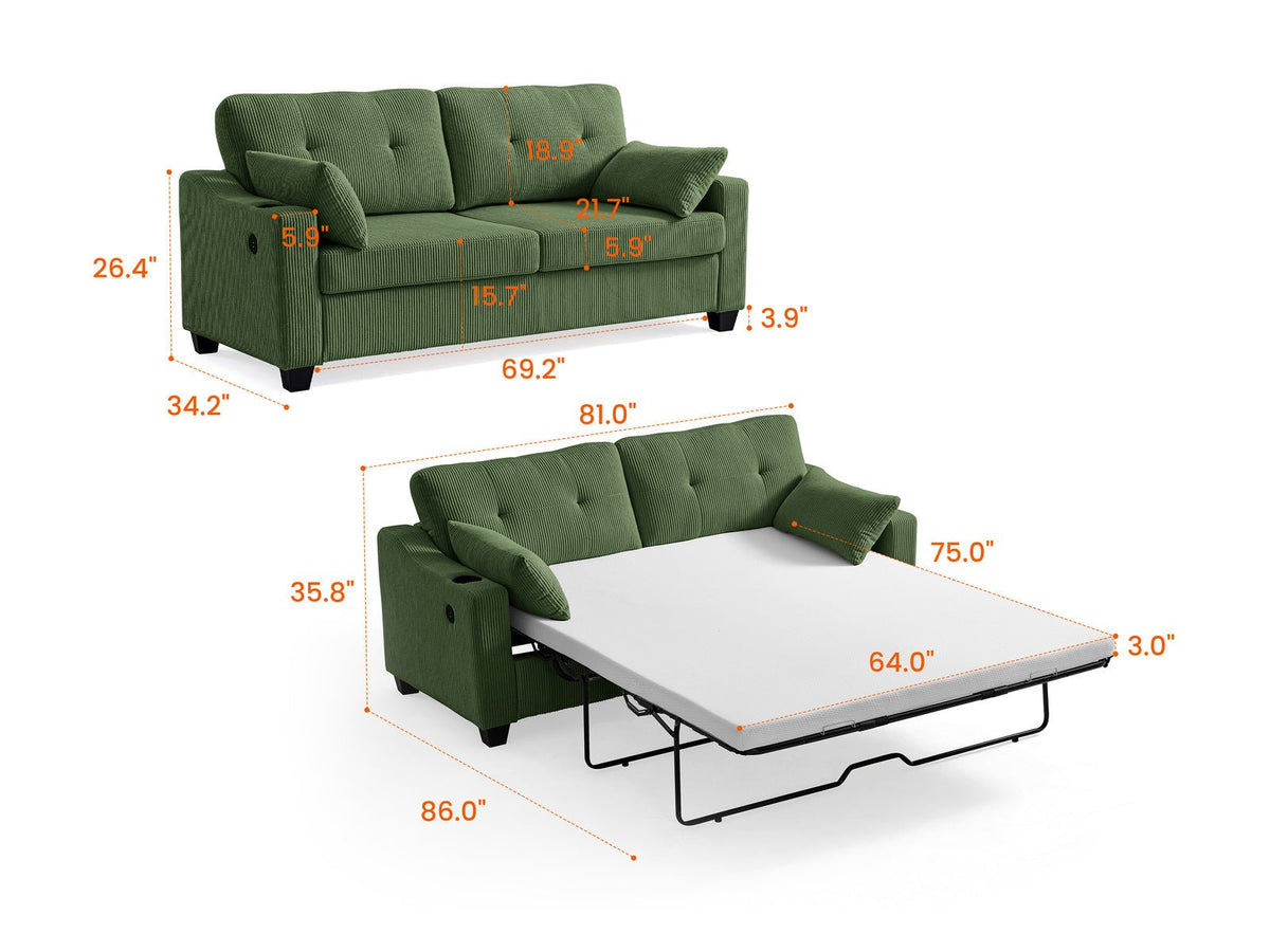CURLIN 2-in-1 Pull Out Sofa Bed