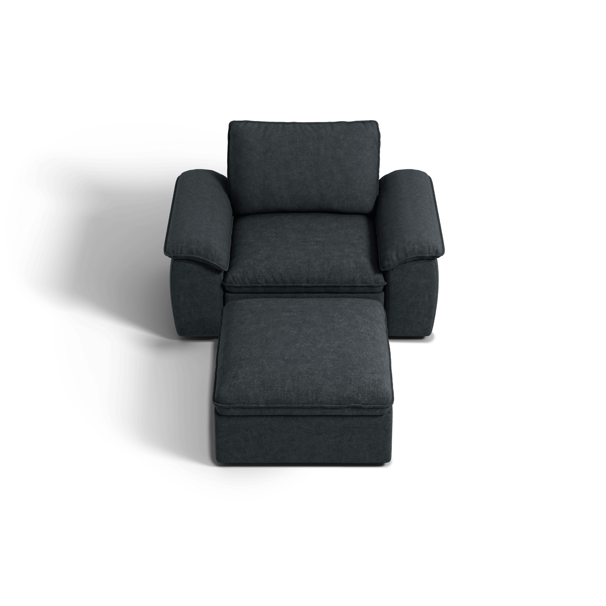SOMA Origins II charcoal gray modular armchair layout with nap armrests