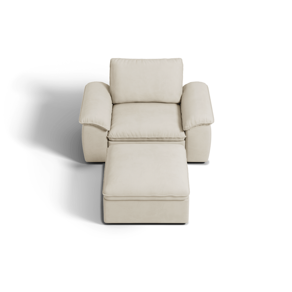 SOMA Origins II oat beige modular armchair layout with nap armrests