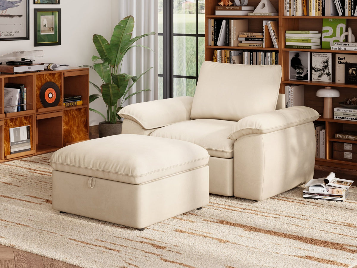 SOMA Origins II oat beige 2 seat modular armchair with nap armrests