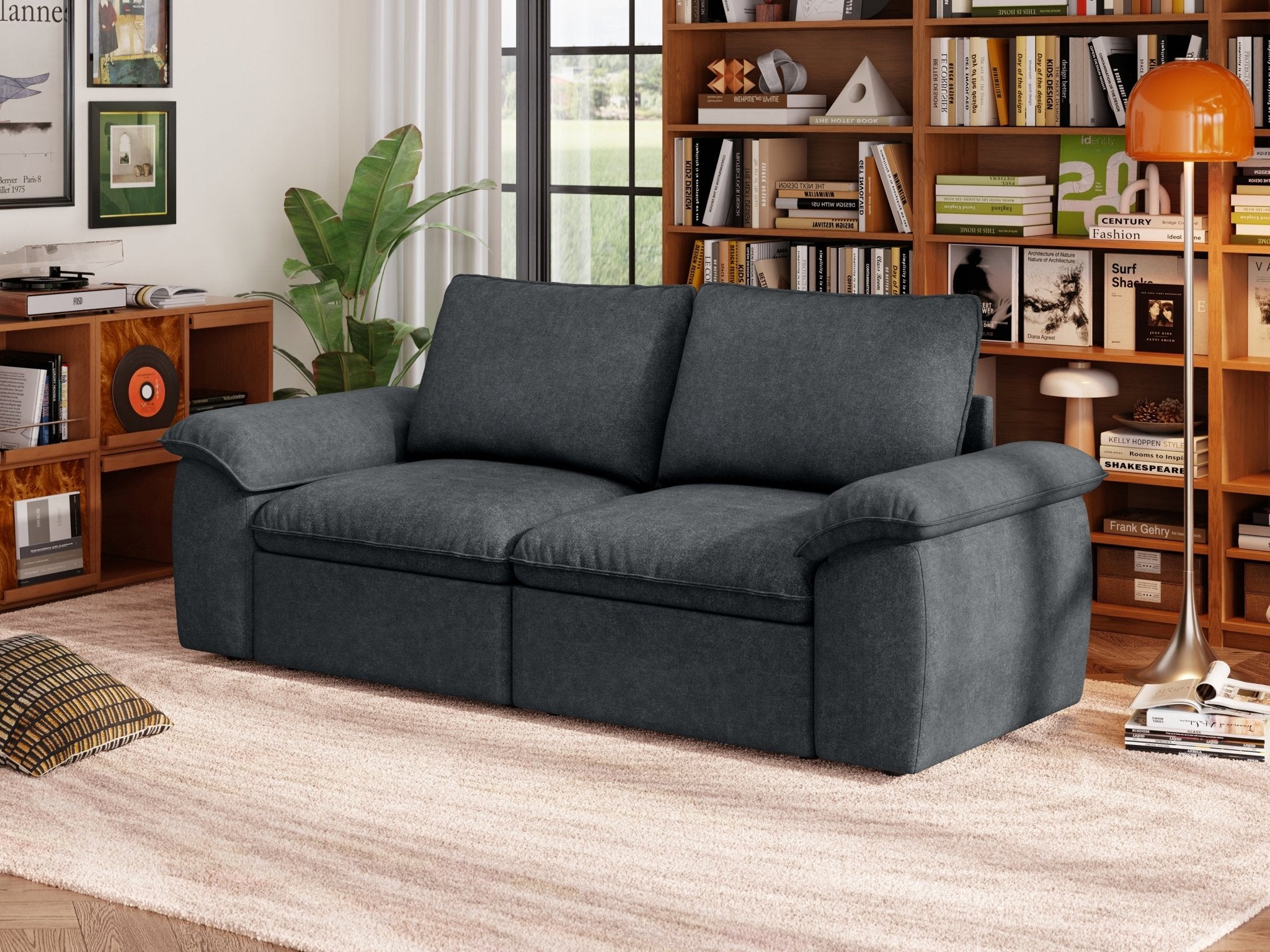 SOMA Origins II charcoal gray 2 seat modular recliner sofa with nap armrests
