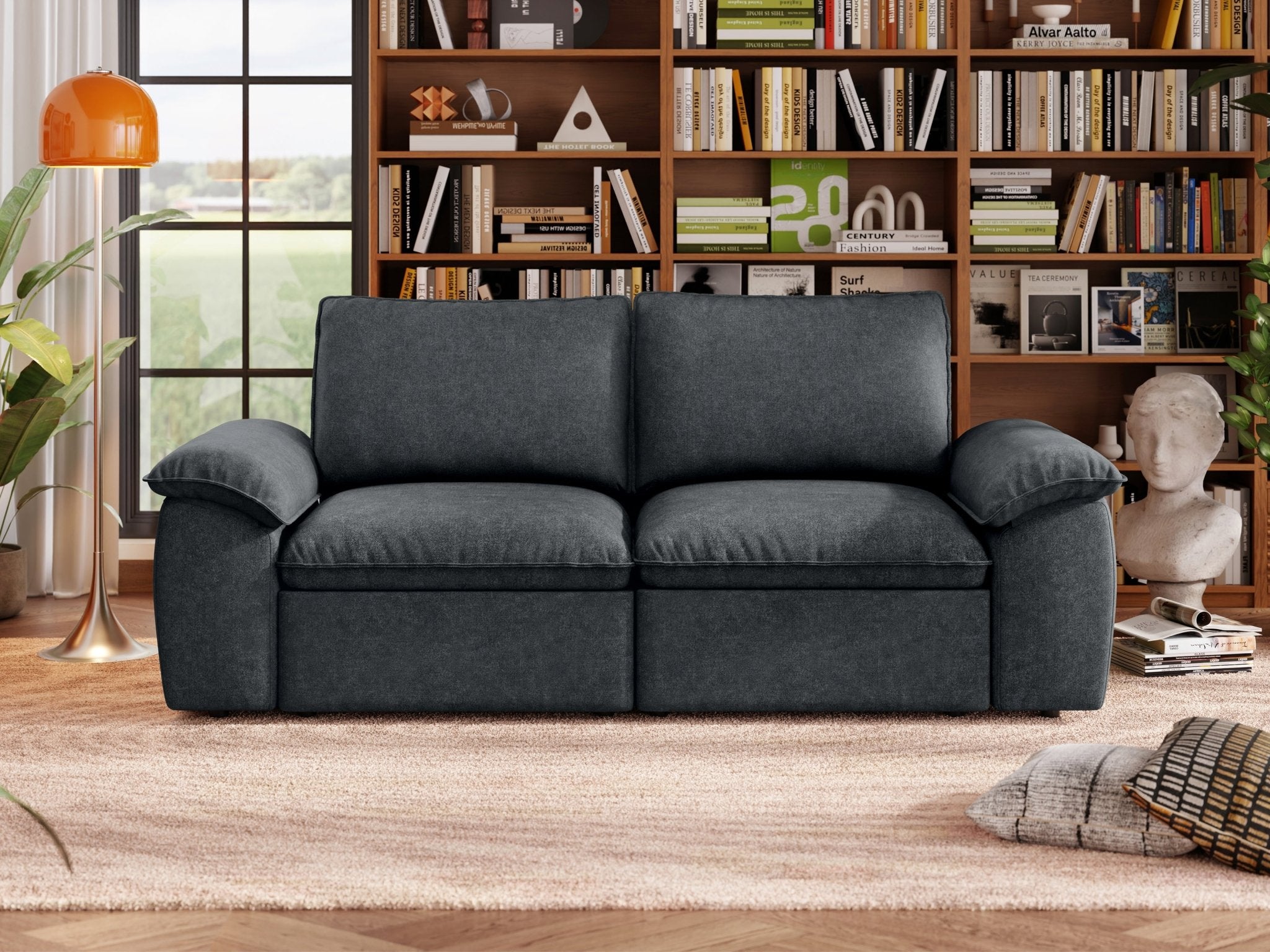 SOMA Origins II charcoal gray 2 seat modular recliner sofa with nap armrests