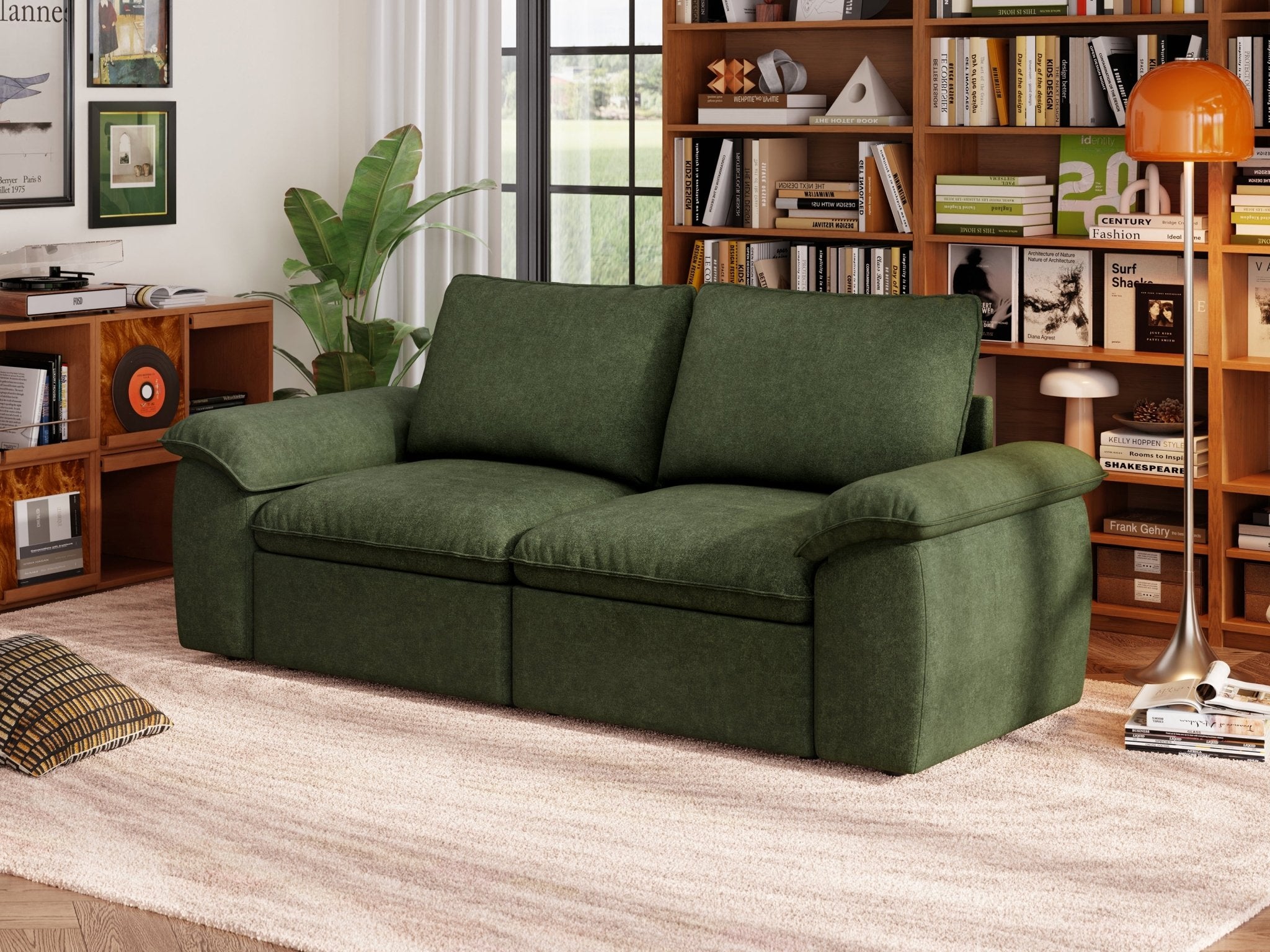 SOMA Origins II forest green 2 seat modular recliner sofa with nap armrests