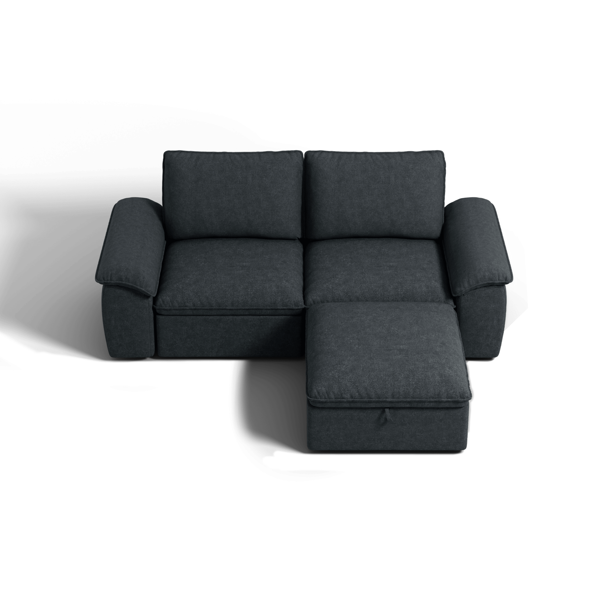 SOMA Origins II charcoal gray sofa bed layout with chaise and nap armrests