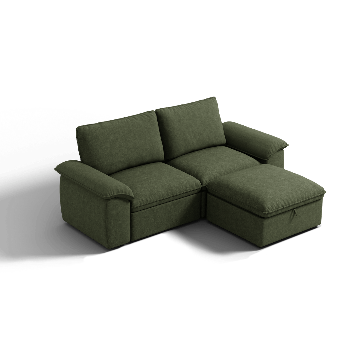 SOMA Origins II forest green 3 seat modular recliner sofa with nap armrests and ottoman