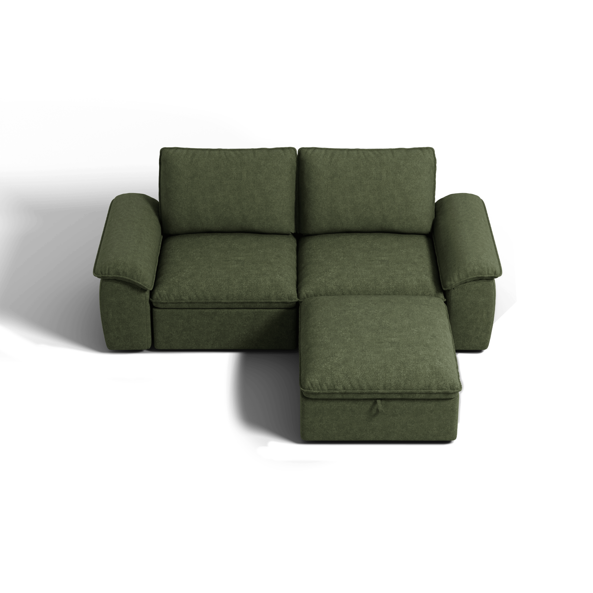 SOMA Origins II forest green sofa bed layout with chaise and nap armrests